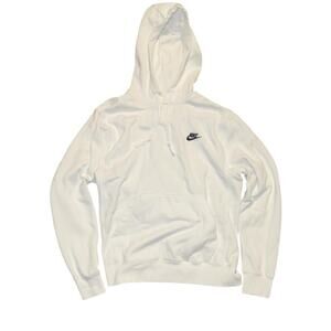 Nike White Embroidered Hoodie - 2010s Classic Streetwear Pullover